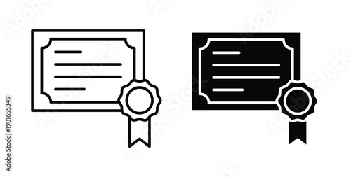 Diploma icon pack flat black, Editable line icons