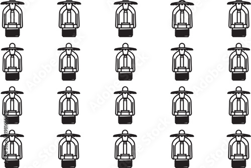 Arrangement of fire sprinkler heads, safety and protection concept.