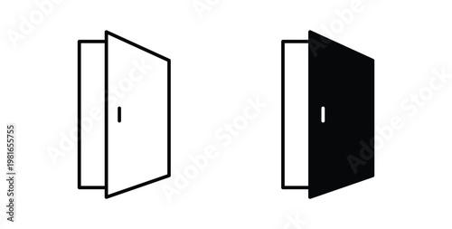 Door icon pack flat black, Editable line icons