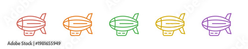 Airship Icon Set Multiple Style Collection. Vector Illustration Concept Designed In Line Colorful Style