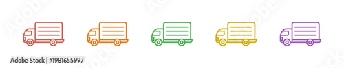 Truck Icon Set Multiple Style Collection. Vector Illustration Concept Designed In Line Colorful Style