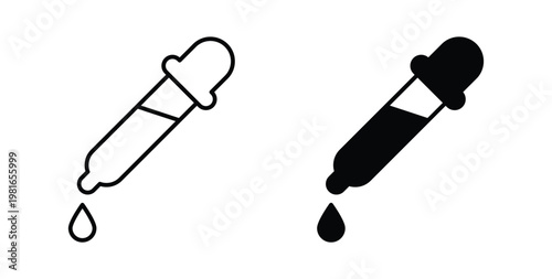 Dropper icon pack flat black, Editable line icons