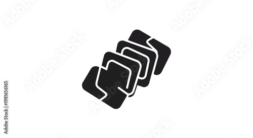 Card stack icon illustrates the concept of data organization and information hierarchy, providing a clean visual metaphor for filing systems, digital layers, or systematic content storage.