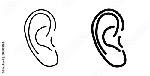 Ear icon pack flat black, Editable line icons