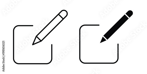 Edit button icon pack flat black, Editable line icons