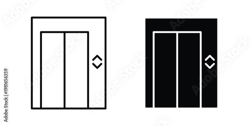 Elevator icon pack flat black, Editable line icons