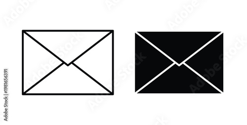 Email button icon pack flat black, Editable line icons