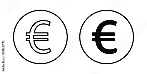 Euro icon pack flat black, Editable line icons