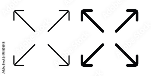 Expand icon pack flat black, Editable line icons