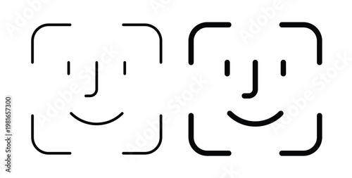 Face id icon pack flat black, Editable line icons