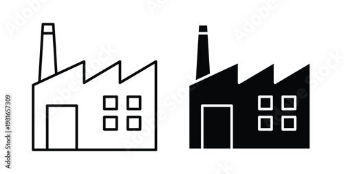Factory icon pack flat black, Editable line icons