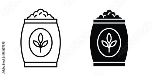 Fertilizer icon pack flat black, Editable line icons