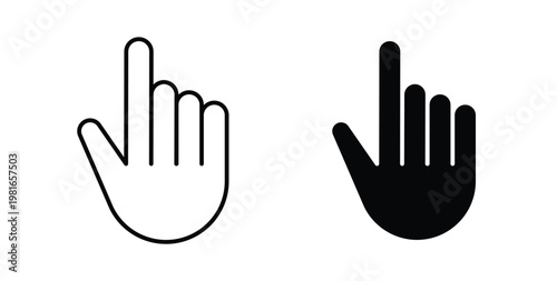 Finger icon pack flat black, Editable line icons