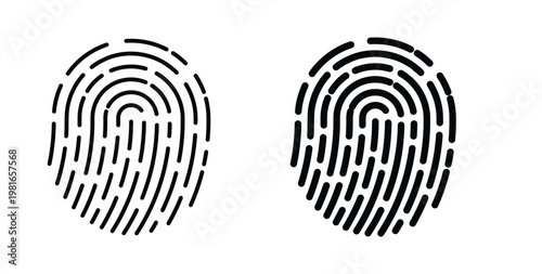 Fingerprint icon pack flat black, Editable line icons
