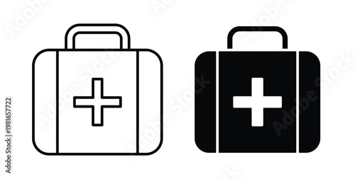 First aid icon pack flat black, Editable line icons