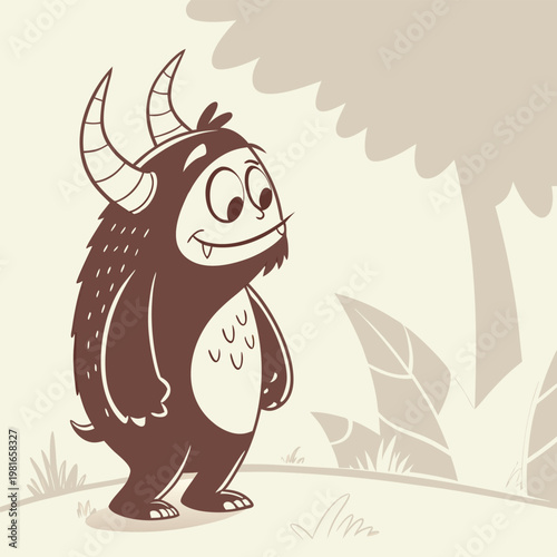 silhouette of a friendly monster with tiny horns a (1)(2)