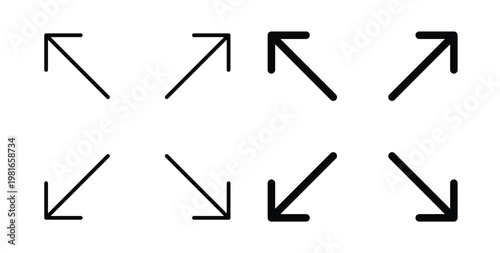 Fullscreen icon pack flat black, Editable line icons