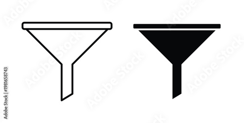 Funnel icon pack flat black, Editable line icons