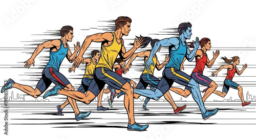 Dynamic Runners Sprinting Towards Victory in a Competitive Race.