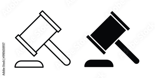 Gavel icon pack flat black, Editable line icons