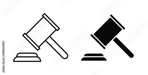 Gavel icon pack flat black, Editable line icons