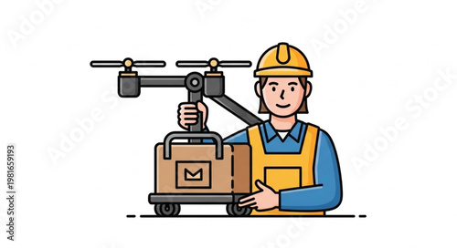 Delivery Drone Operator with Package - Modern Logistics and Technology.