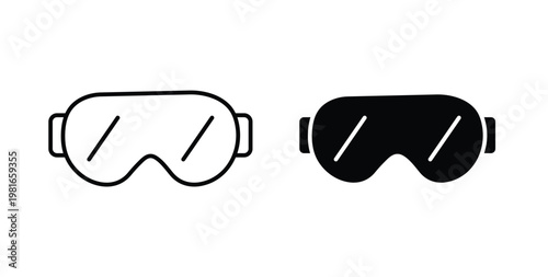 Goggles icon pack flat black, Editable line icons