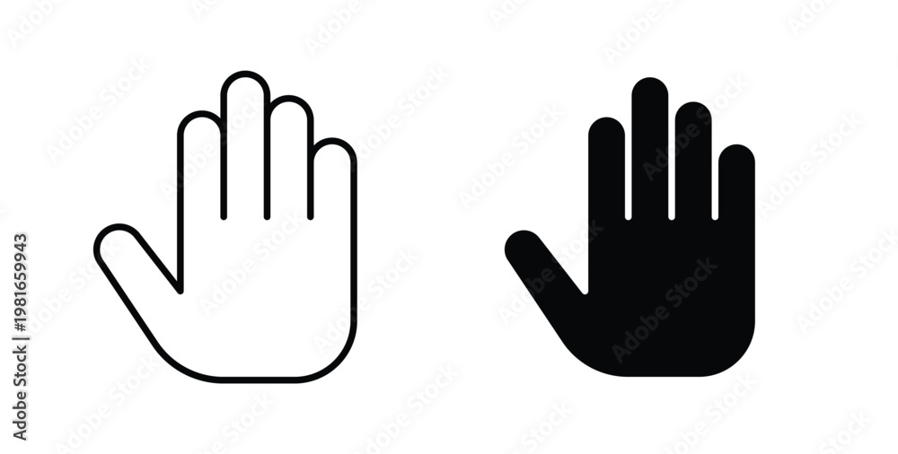 Obraz premium Hand icon pack flat black, Editable line icons