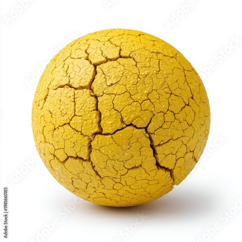 Cracked yellow sphere representing concepts of stress, struggle, and failure