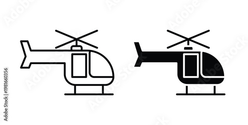 Helicopter icon pack flat black, Editable line icons