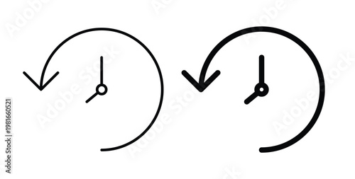 History icon pack flat black, Editable line icons