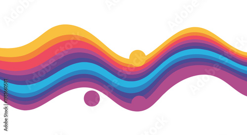 Abstract colorful wavy lines and circles create a visually dynamic and energetic composition, perfect for graphic design elements