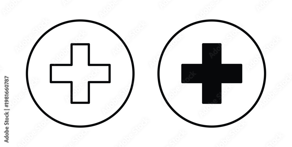 Fototapeta premium Hospital sign pack flat black, Editable line icons