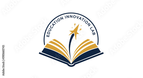 Open Book with Sparkles and Circular Frame - Education Concept