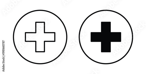 Hospital sign pack flat black, Editable line icons