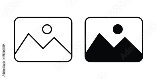 Image icon pack flat black, Editable line icons