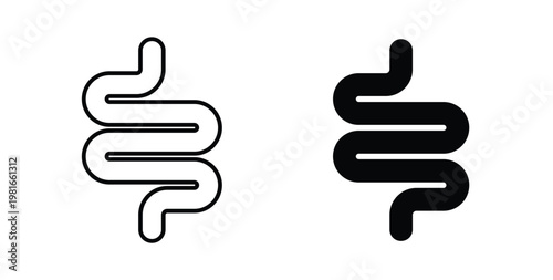 Intestine icon pack flat black, Editable line icons