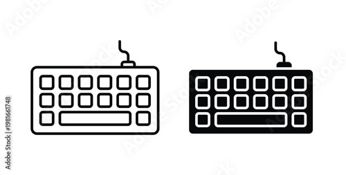 Keyboard icon pack flat black, Editable line icons