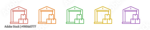 Storage Icon Set Multiple Style Collection. Vector Illustration Concept Designed In Line Colorful Style
