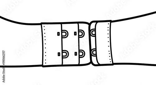 Bra Hook and Eye Closure Vector Illustration, Minimalist Lingerie Fastener Graphic Design for Fashion Apparel Technical Drawing and Clothing Construction Details