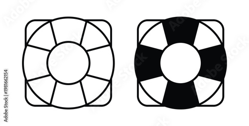 Life buoy icon pack flat black, Editable line icons