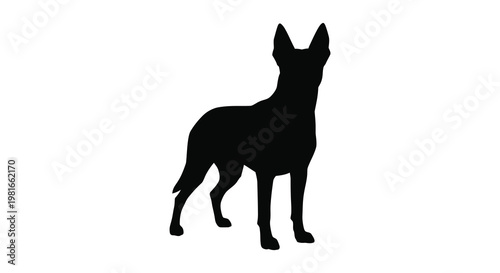 A striking black silhouette of a standing dog showcasing elegant form silhouette