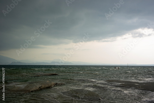 Approaching storm in the Garda Lake, Sirmione.