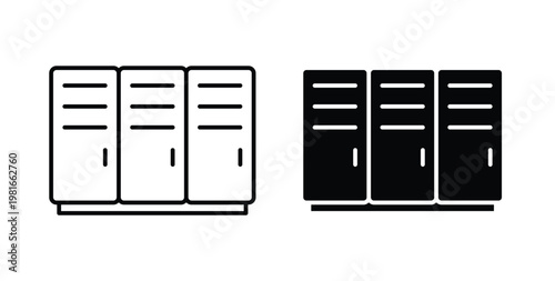 Lockers icon pack flat black, Editable line icons