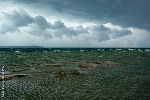 Approaching storm in the Garda Lake, Sirmione.