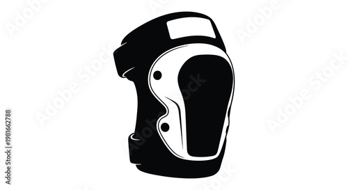 Black knee pad graphic design simple shape isolated on white background silhouette
