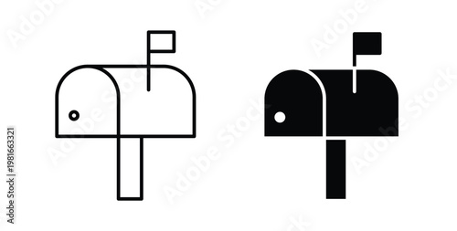 Mailbox icon pack flat black, Editable line icons