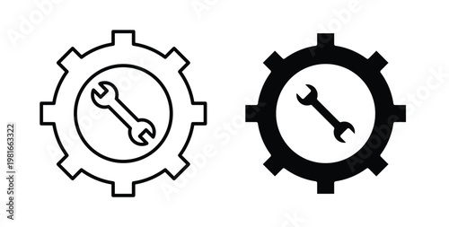 Maintenance icon pack flat black, Editable line icons