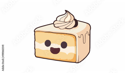 Cute tres leches cake cartoon vector illustration