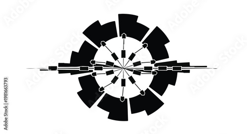 Gear graphic symbol represents mechanical complexity and precise engineering industrial systems designed for technical applications that require structural integrity and efficient performance.